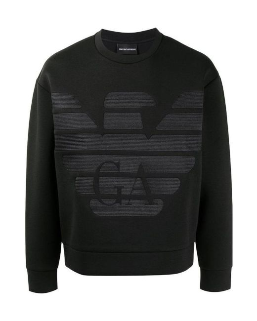 Emporio Armani Black Logo Print Sweatshirt for men