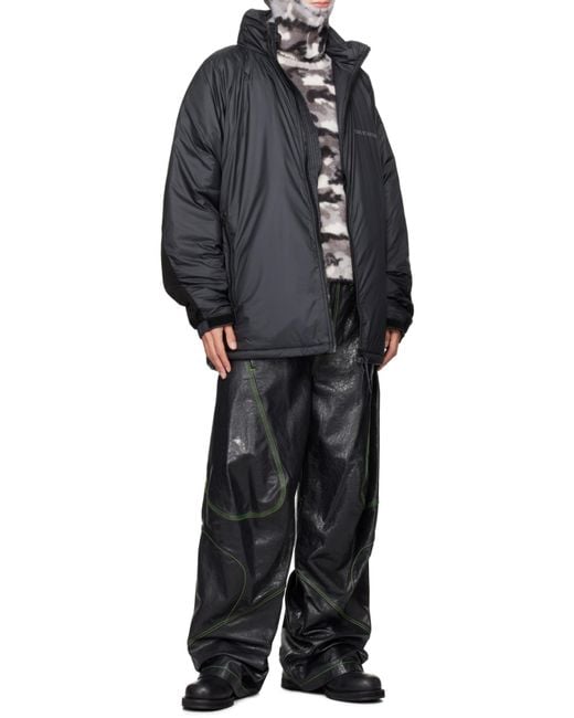 Acne Gray Logo Printed Zipped Downjacket for men