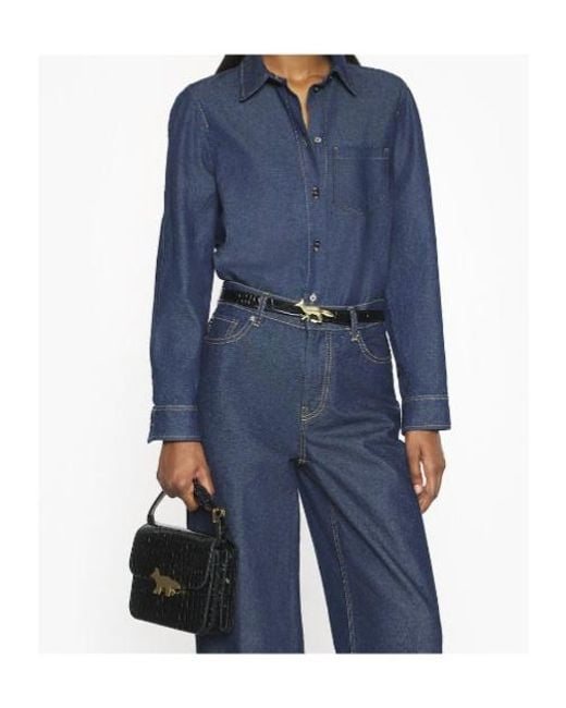 Maison Kitsuné Blue Maison Kitsuné Contrast-Stitch Denim Shirt