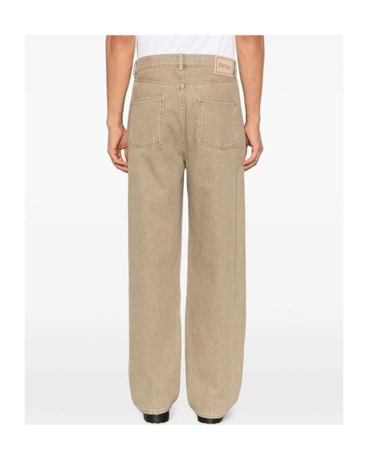 Drole de Monsieur Natural Logo-Patch Belt-Loop Jeans for men