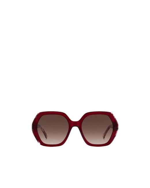 Carolina Herrera Brown Geometric Frame Full Rim Sunglasses