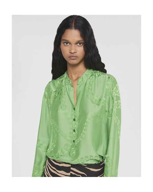 Stella McCartney Green Logo Long-Sleeved Blouse