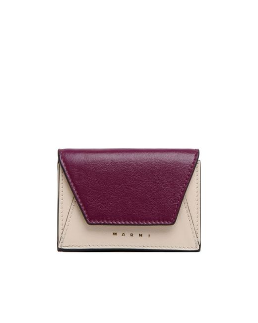Marni Purple And Leather Tri-Fold Wallet