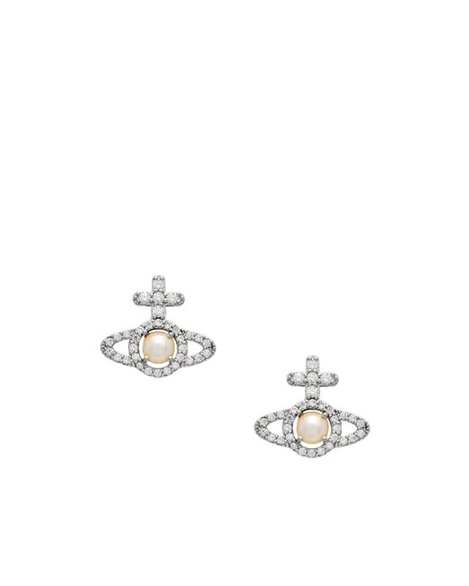 Vivienne Westwood White Orb Olympia Earrings