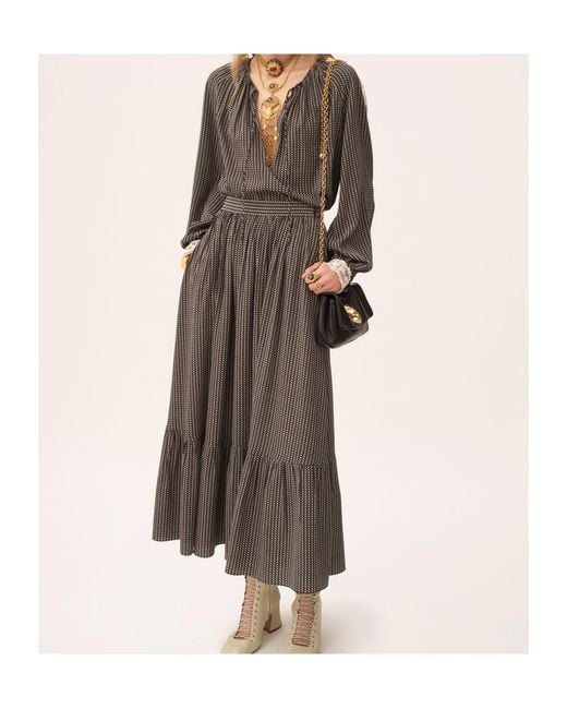 Chloé Gray Chloé Pattern Tied-Waist Skirt