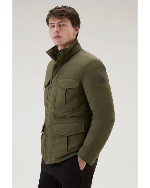 Woolrich Green Hooded Down Jacket for men