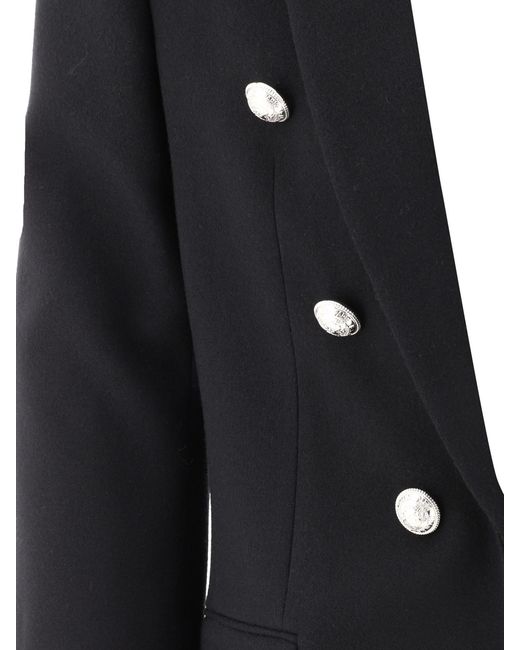Balmain Black Double-Breasted Flannel Blazer for men
