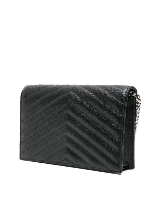 Saint Laurent Black Cassandre Envelope Chain Wallet