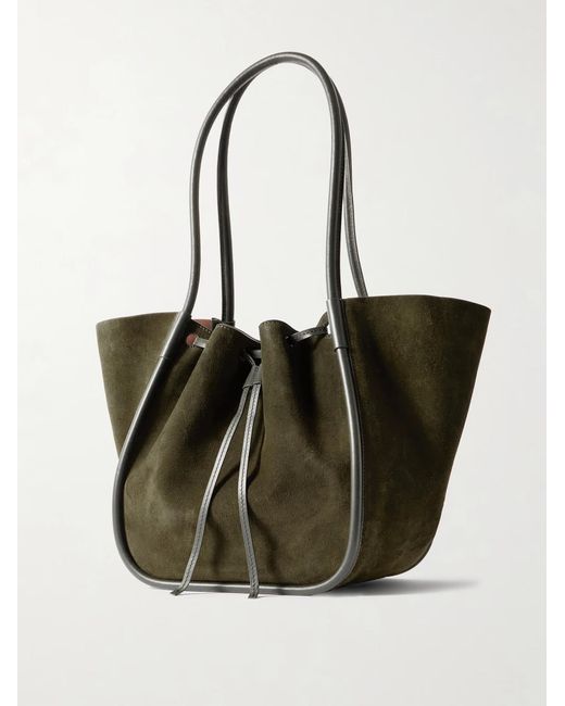 Proenza Schouler Multicolor Large Leather-Trimmed Ruched Suede Tote
