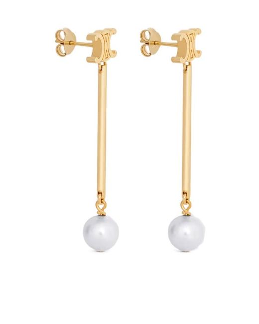 Céline White Les Perles Straight Earrings