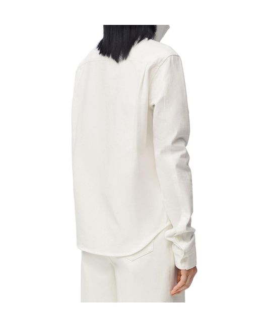 Loewe White Bow Detailed Denim Shirt