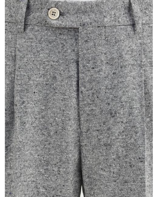 Brunello Cucinelli Gray Wool And Cashmere Buttoned Grisaille Suit for men