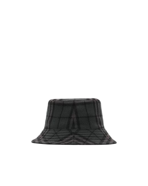 Burberry Black Reversible Check Wool Bucket Hat