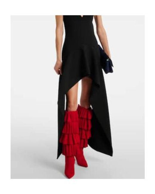 Manolo Blahnik Red Miralone 90 Suede Knee-High Boots