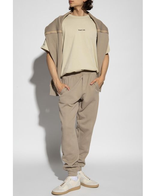 Helmut Lang Natural Inside Out Logo Crewneck T-Shirt for men