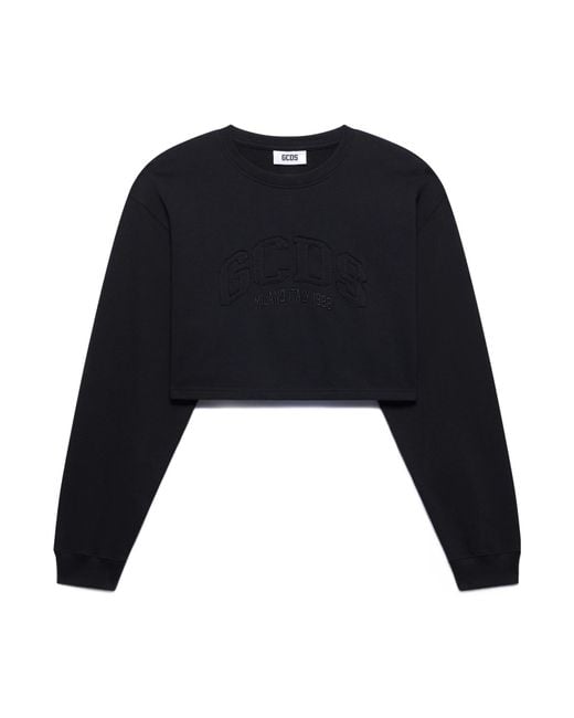 Gcds Blue Logo Cropped Sweatshirt