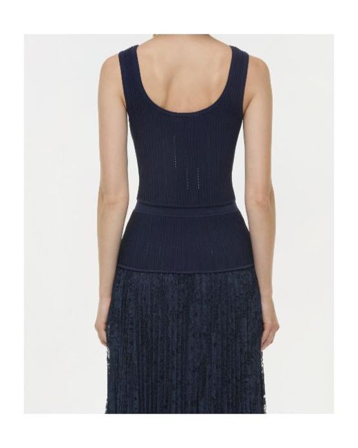 Jonathan Simkhai Blue Rylan Pointelle-Knit Tank Top