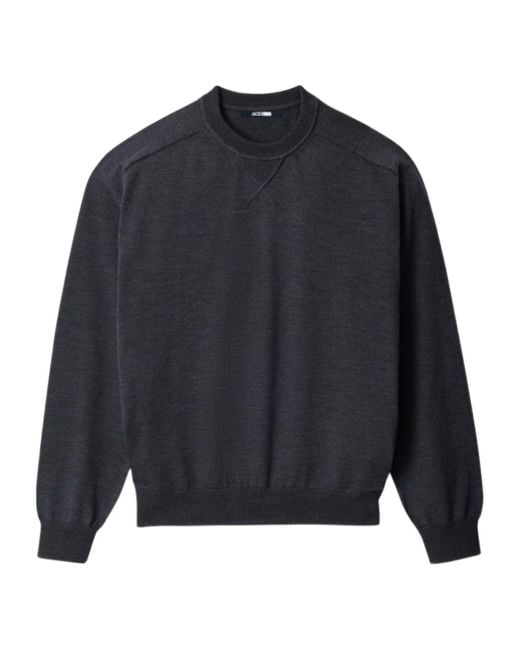 Jacquemus Blue Logo Embroidered Long Sleeved Sweater for men