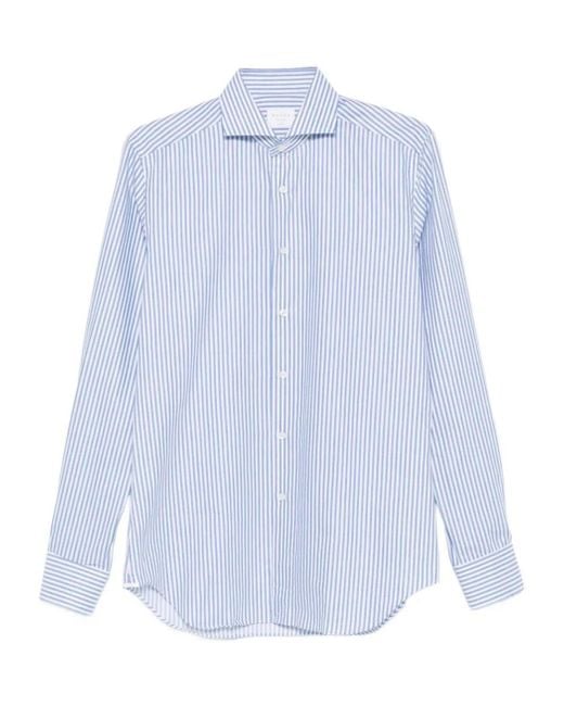 Xacus Blue Striped Cotton Shirt for men