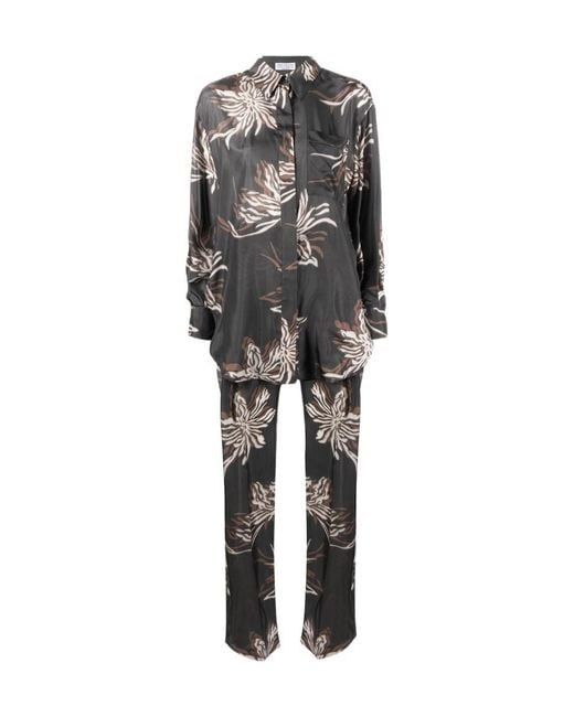Brunello Cucinelli Black Floral-Print Jumpsuit