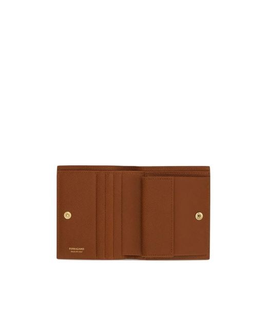 Ferragamo Brown Gancini Compact Wallet