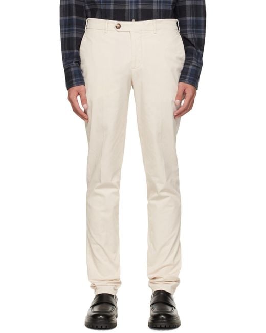 Brunello Cucinelli Natural Italian-Fit Gabardine Trousers for men