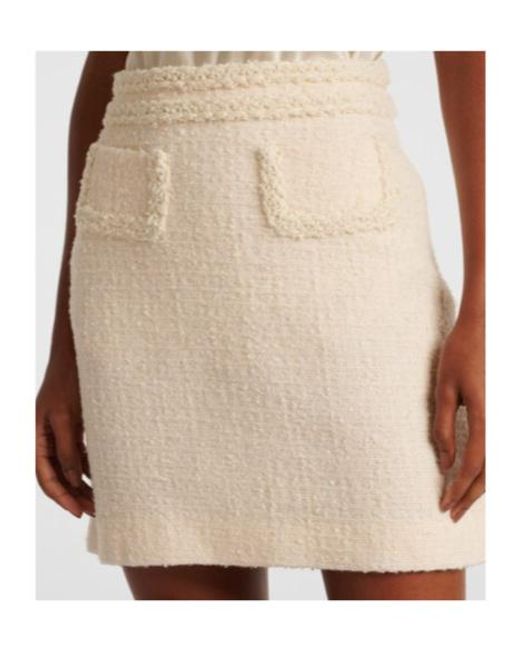 Giambattista Valli Natural High-Rise Wool-Blend Tweed Miniskirt