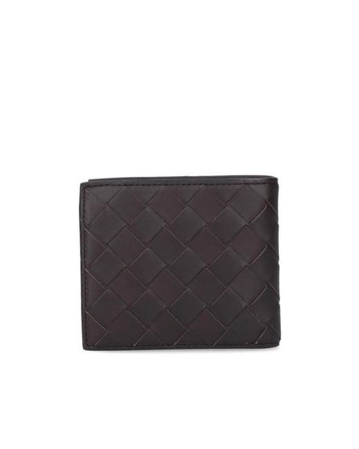 Bottega Veneta Black Intrecciato Bi-Fold Wallet With Coin Purse for men