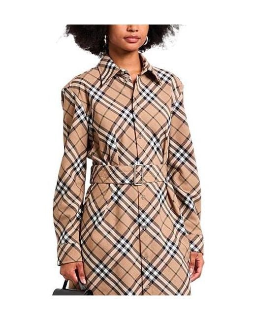 Burberry White Printed Shirt Dress