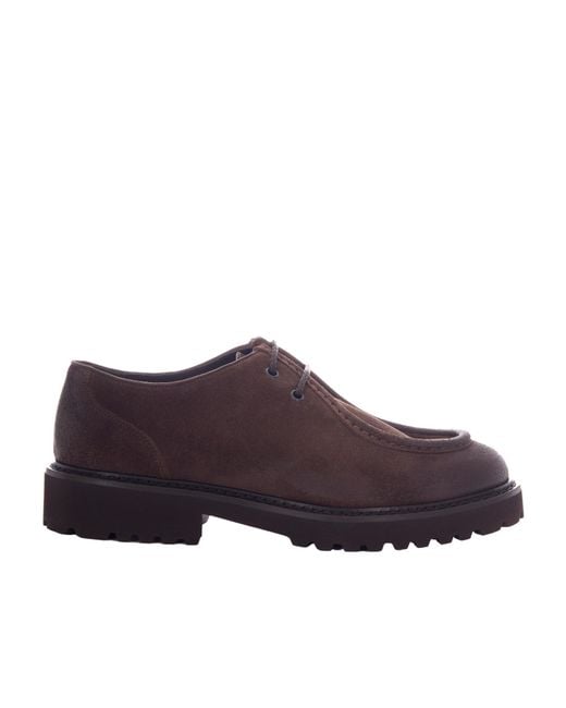 Doucal's Black Round-Toe Lace-Up Loafers for men