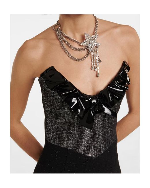 Alessandra Rich Black Tweed Midi Dress