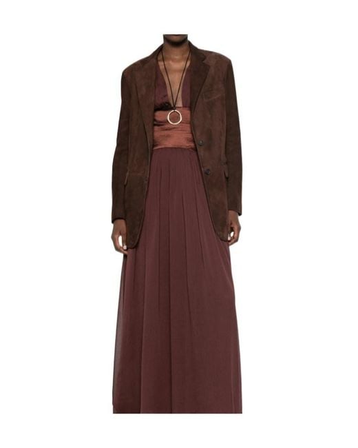 Tagliatore Brown Long-Sleeve Leather Jacket