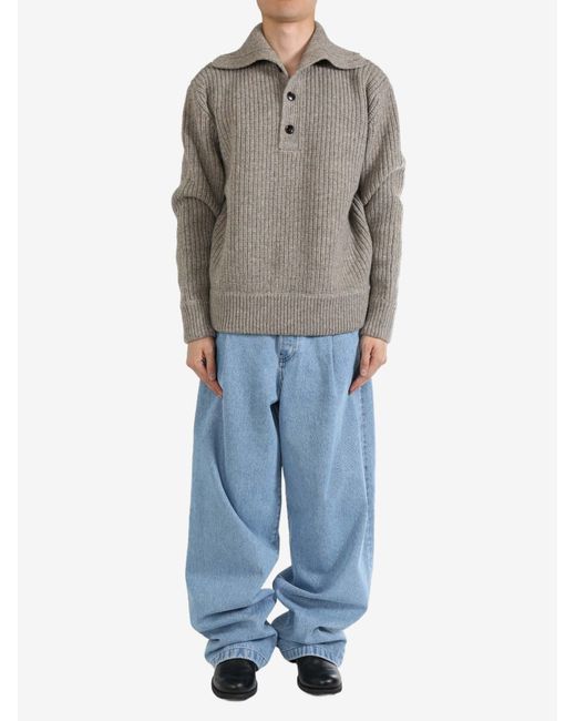 Dries Van Noten Gray Wool Sweater for men