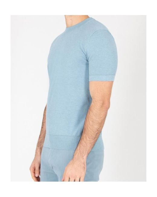 Brioni Blue Sea Island Cotton Knit T-Shirt for men