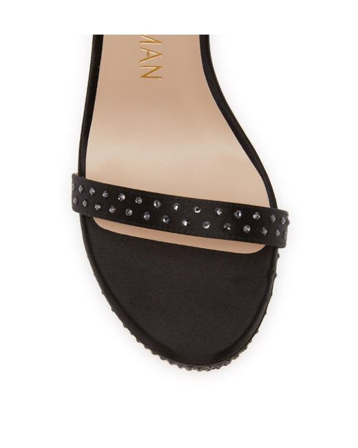 Stuart Weitzman Black Thick-Soled High-Heeled Sandals