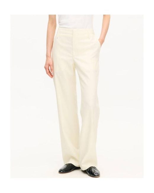 KENZO White Pleated Straight-Leg Pants