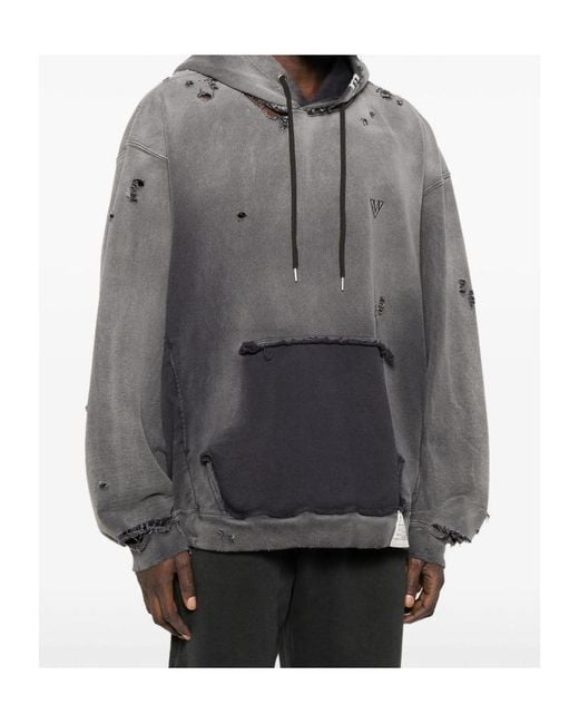 Maison Mihara Yasuhiro Gray Distressed Drawstring Hoodie for men