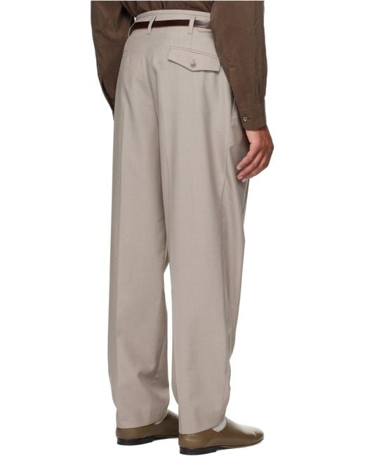 Lemaire Gray Pleated-Front Side-Adjustable Trousers for men