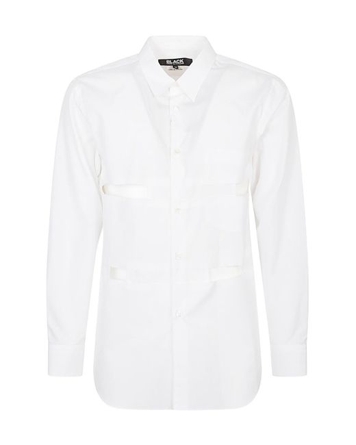 Comme des Garçons White Comme Des Garçons Cut-Out Curved Hem Shirt for men