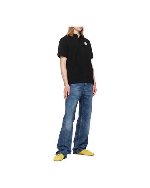 Palm Angels Black Palm Patch Short-Sleeved Polo Shirt for men