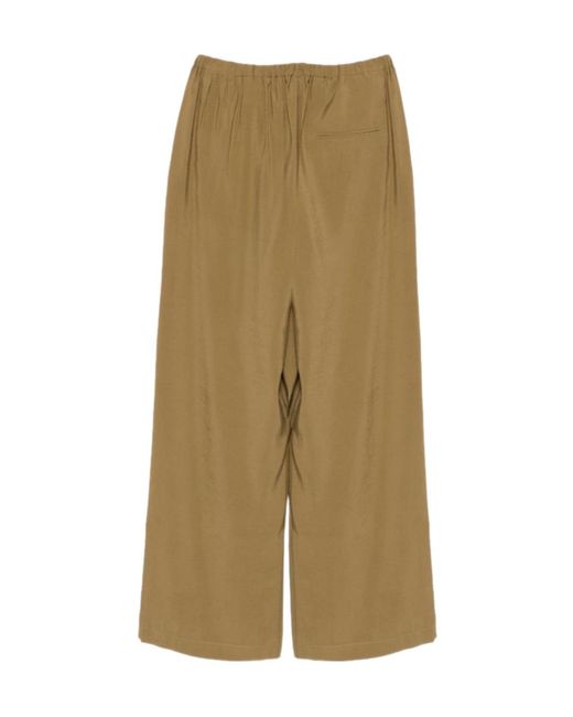 Alysi Green Elastic-Waist Wide-Leg Pants