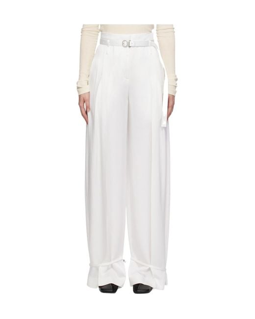 Jil Sander Black Crepe Pleated Straight Trousers