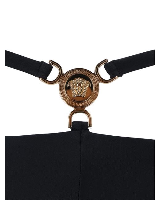 Versace Blue Medusa-Plaque Stretched Bikini Bottoms