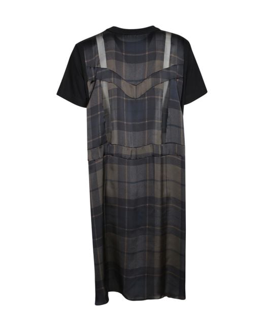 Sacai Black Panelled Asymmetric Hem Dress