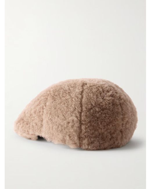 Brunello Cucinelli Brown Shearling Flat Cap