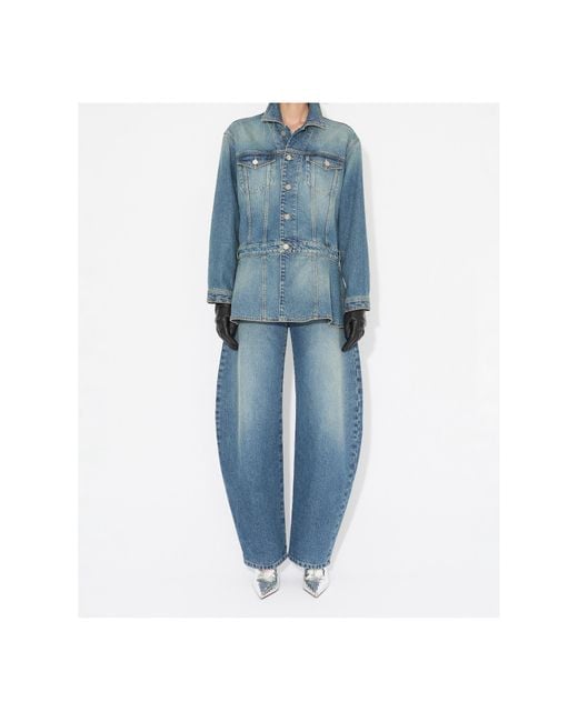Alaïa Blue Alaïa Denim Peplum Jacket