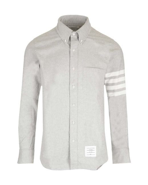 Thom Browne White Flannel-Bar Straight Fit Shirt for men