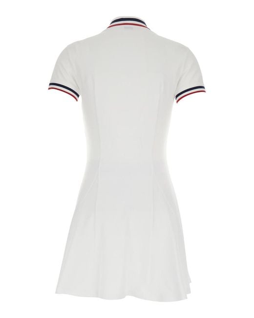 Brunello Cucinelli White Logo Detailed Short-Sleeved Dress
