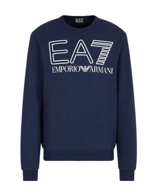EA7 Blue Round-Neck Sweater for men