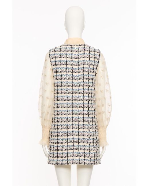 Valentino White Bow Detailed Long Sleeved Dress